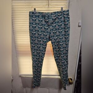 MONSOON TURQOUISE & IVORY PRINT CROP TROUSERS